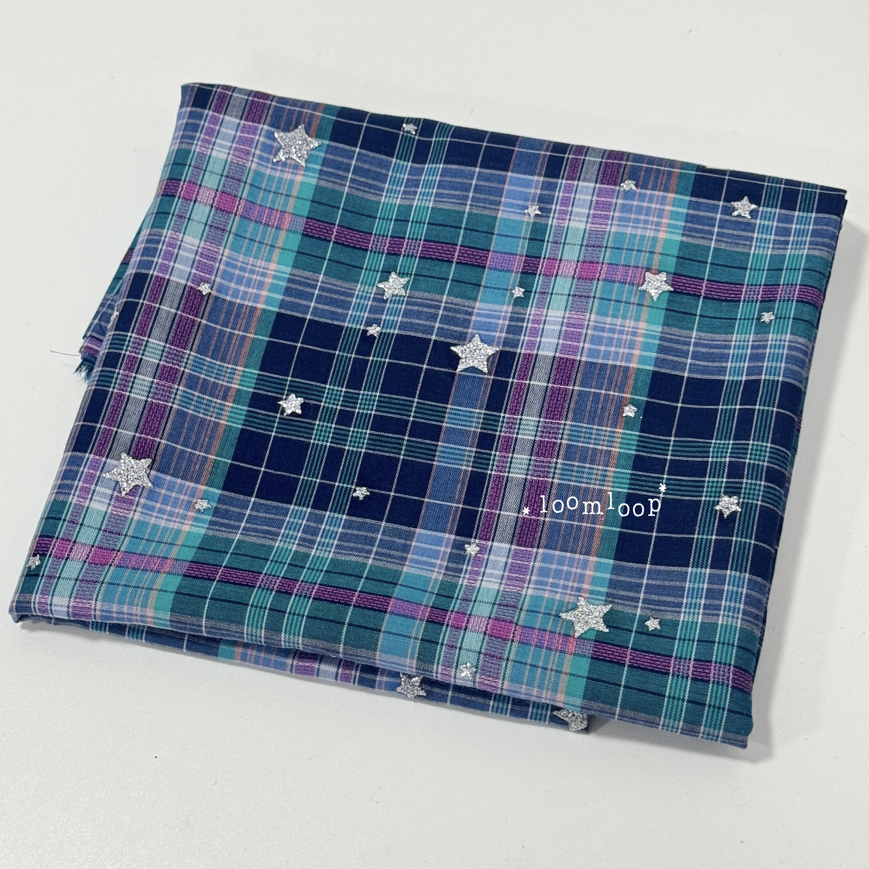 thumbnail for Silver foil fine flicker offset plaid yarn-dyed fabric, handmade doll coat hair tie, bag lining fabric 50*145cm
