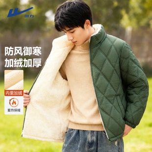 潮 复古vibe羊羔绒冬装 回力棉衣男2025新款 加绒加厚超保暖棉服美式