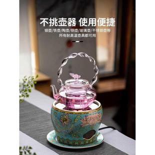 煮茶器电陶炉中式 新款 高端古法煮茶专用炉家用高级烧水炉古风荷花