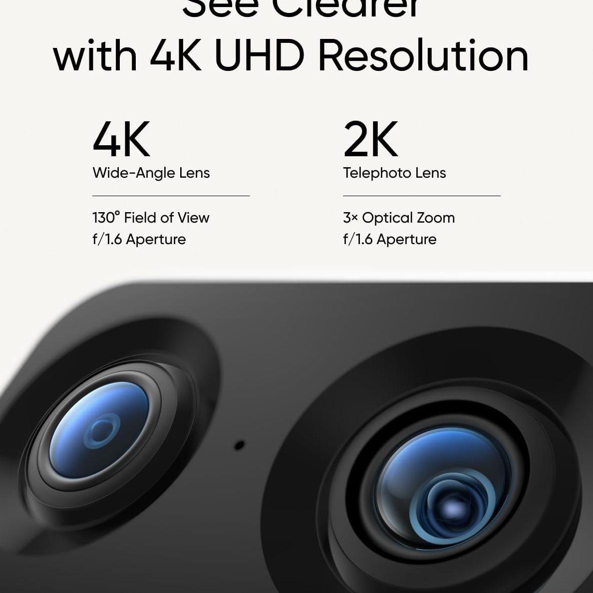 eufy S350 4K双摄像头8倍变焦云台旋转宠物监控婴儿WIFI6双频信号
