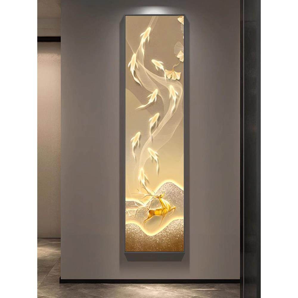 进门九鱼图窄长条玄关装饰画正对门竖版壁画入户走廊尽头过道挂画,家居饰品,现代装饰画,淘宝优惠券,粉丝福利购,淘宝优惠卷