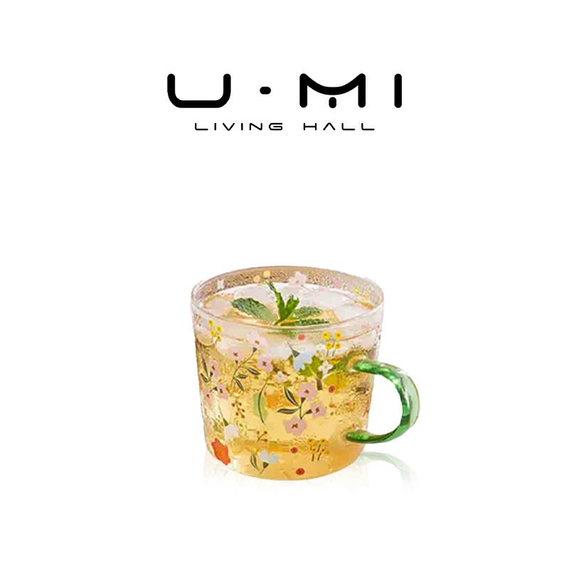 U Mi LIVING·春花|杯具玻璃杯小清新高硼硅带刻度耐高温茶杯家用