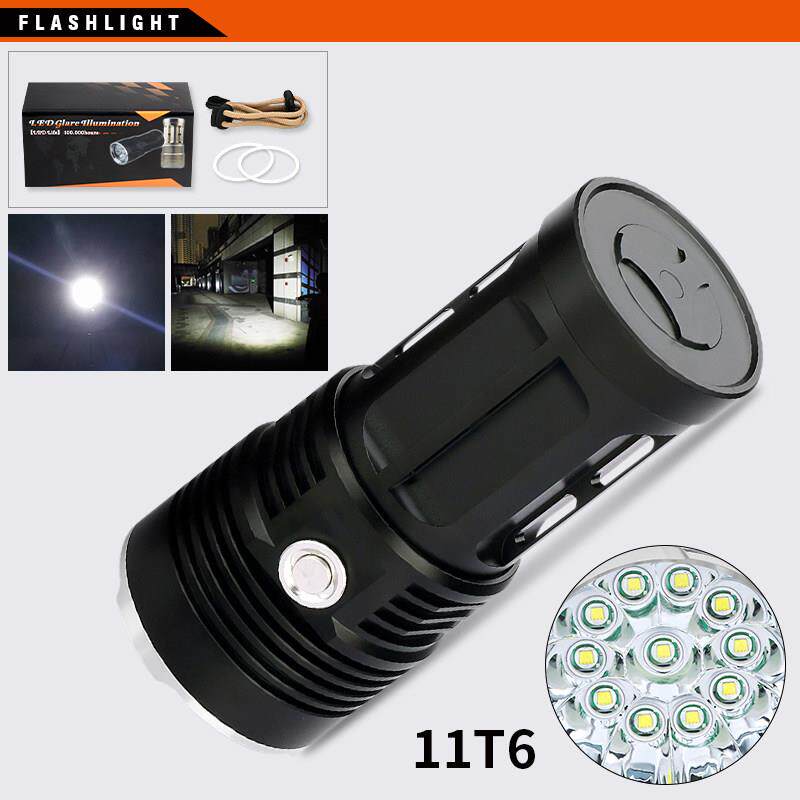 强光3/4/5/6/7/8/9/10/11核T6 LED 神级4节18650锂电池3档手电筒