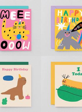 英国品牌Wrap 儿童生日贺卡 可爱呆萌顽皮卡通宝宝祝福儿童节卡片