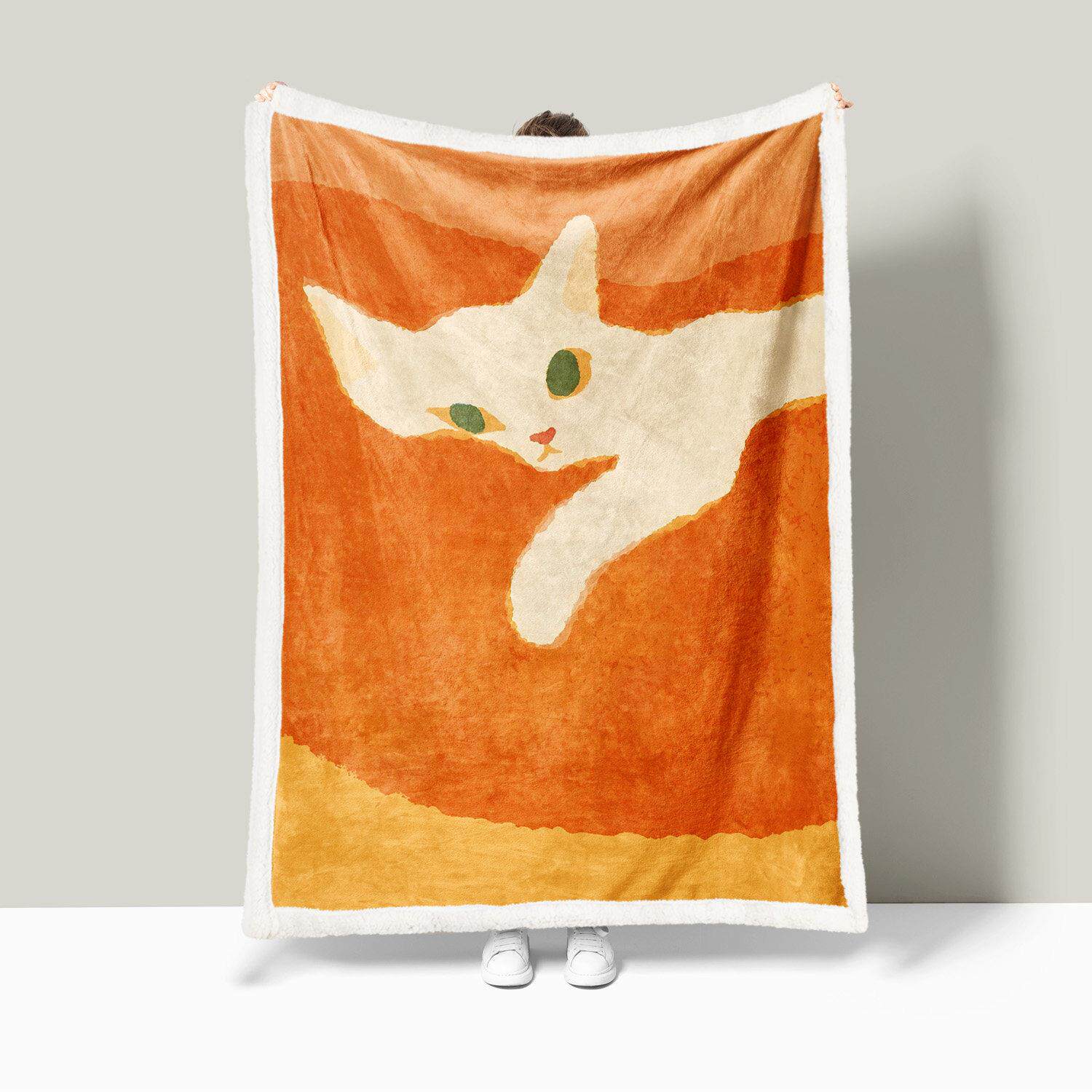 毯子床上学生宿舍单人定制秋冬双层羊羔绒空调盖毯ins风插画 画毛