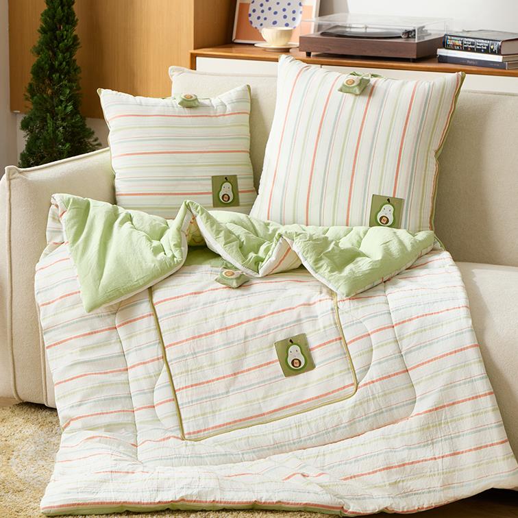 二合一抱枕被子两用纯棉全棉水洗棉空调被汽车靠背垫办公室午睡毯