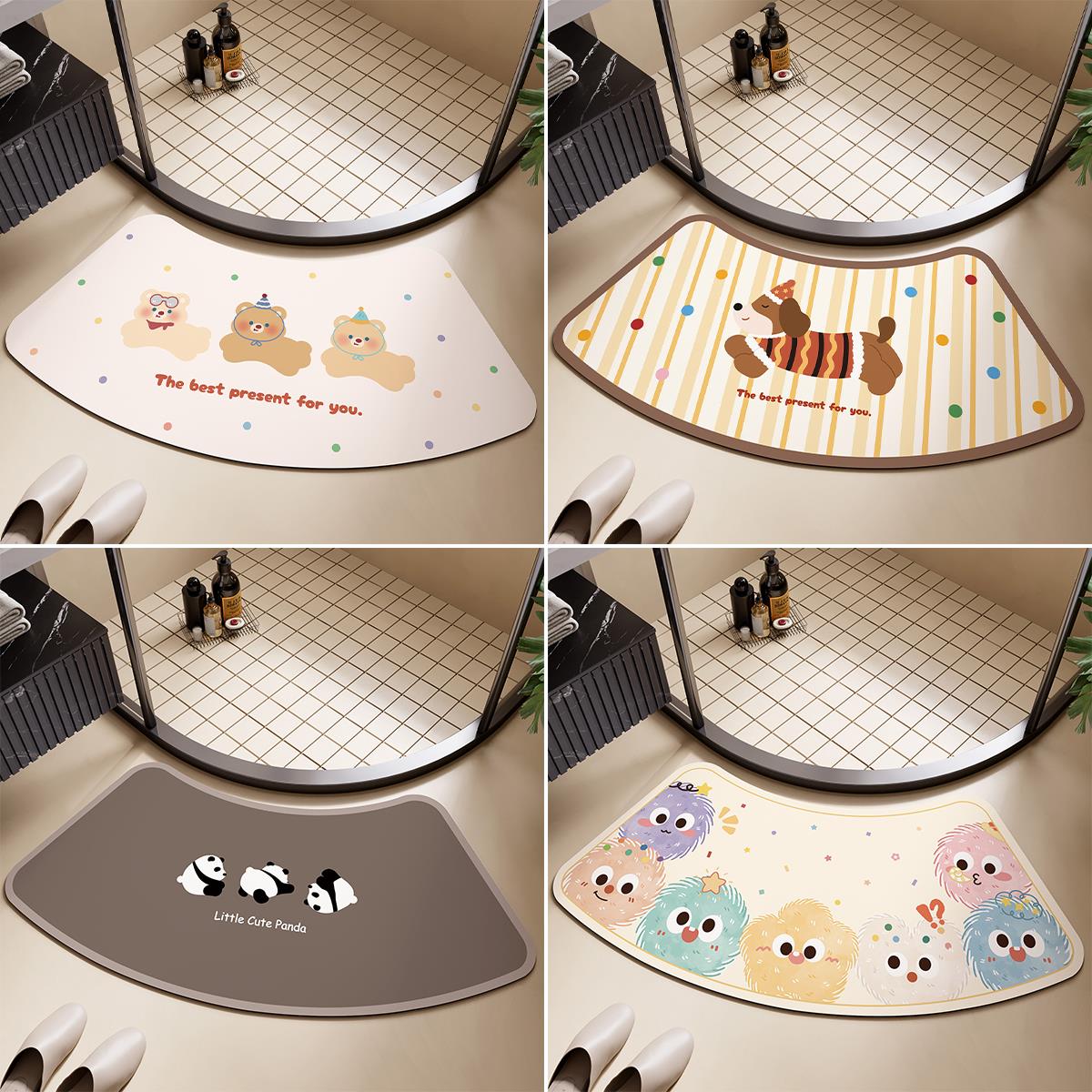 圆弧形吸水地垫浴室门口加厚脚垫地毯扇形淋浴房卫生间门口地毯