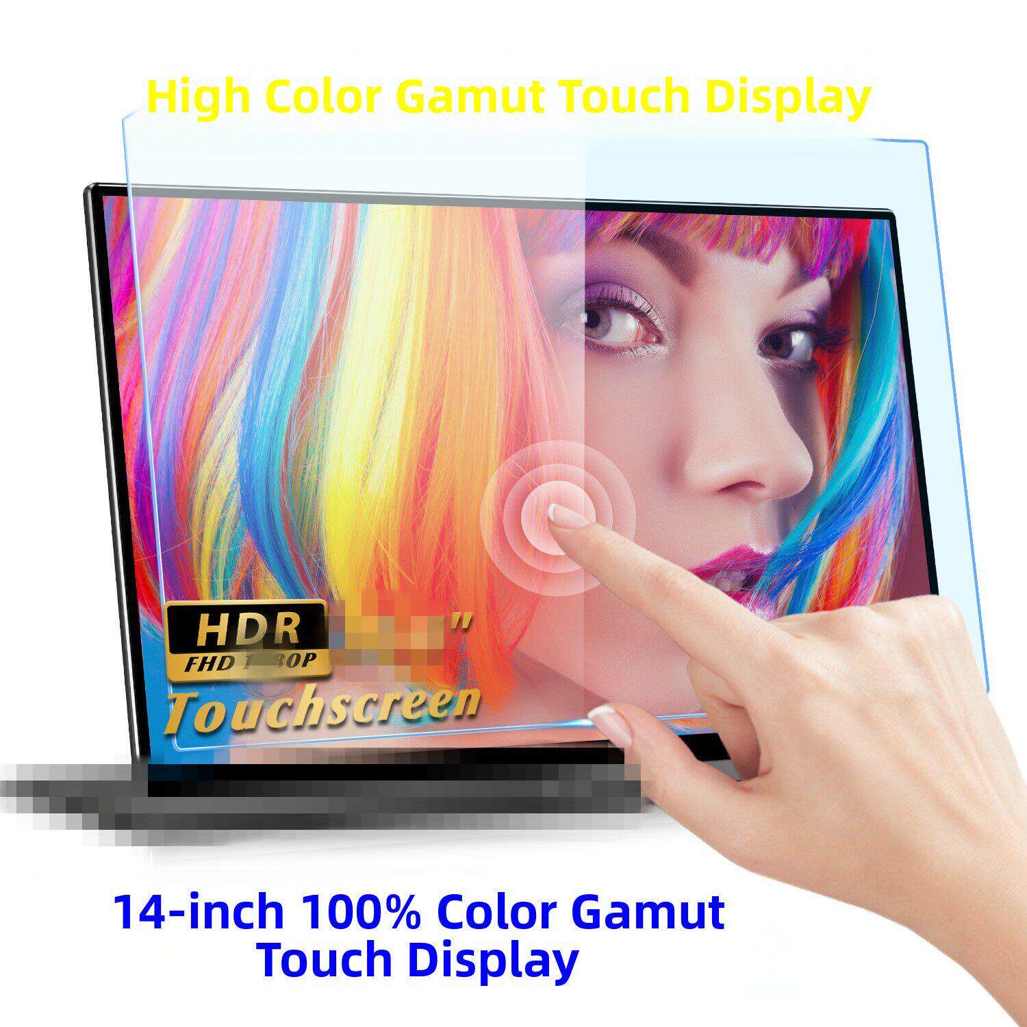 14寸触摸显示器笔记本电脑扩展副屏高色域游戏手机一线通显示屏幕