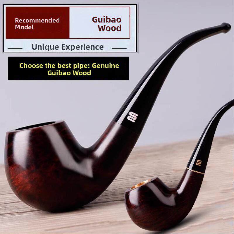 丹麦Briar木烟斗男士实木弯柄烟斗老式传统过滤器三用铜锅特别吸