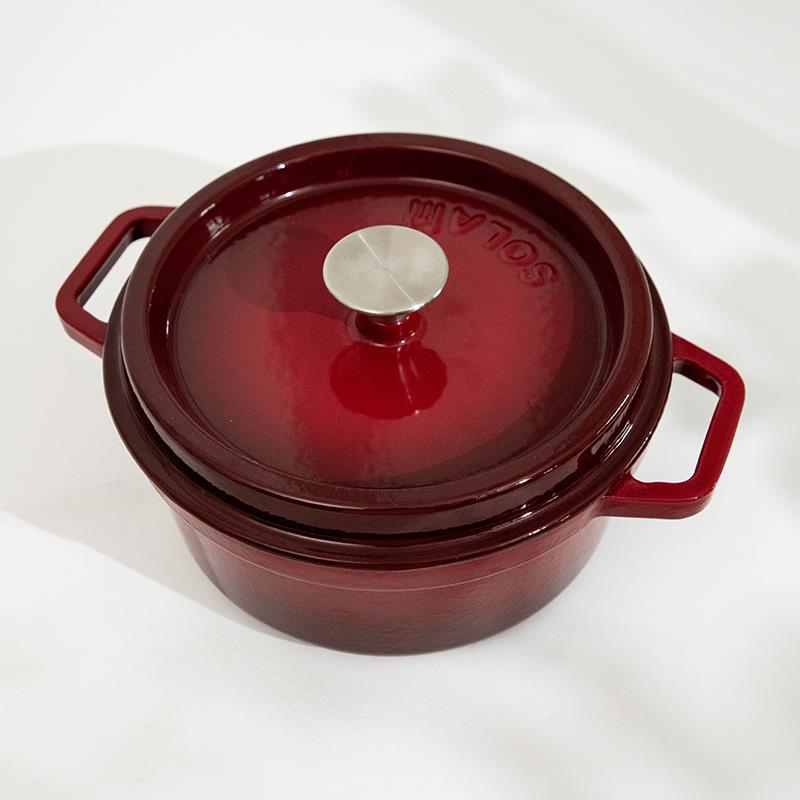 巧厨 品牌特价 24CM铸铁珐瑯锅汤锅 炖锅闷烧锅燃气电磁炉通用