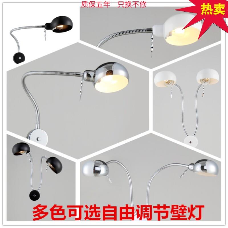 简约led床头灯软管单双头折叠灯卧室带开关 伸缩长臂调光阅读壁灯