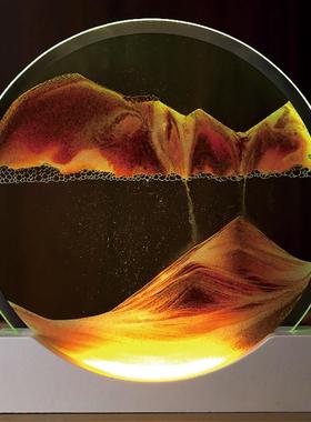 3D立体灯光流沙画沙漏摆件高级客厅创意电视柜沙画桌面玄关装饰品