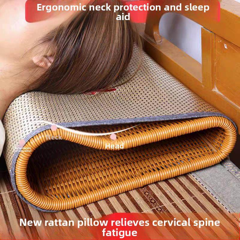 夏凉枕头护颈椎枕头偏硬透气护颈PE藤枕可水洗枕头手工编织助眠,床上用品,PE枕/TPE枕,淘宝优惠券,粉丝福利购,淘宝优惠卷
