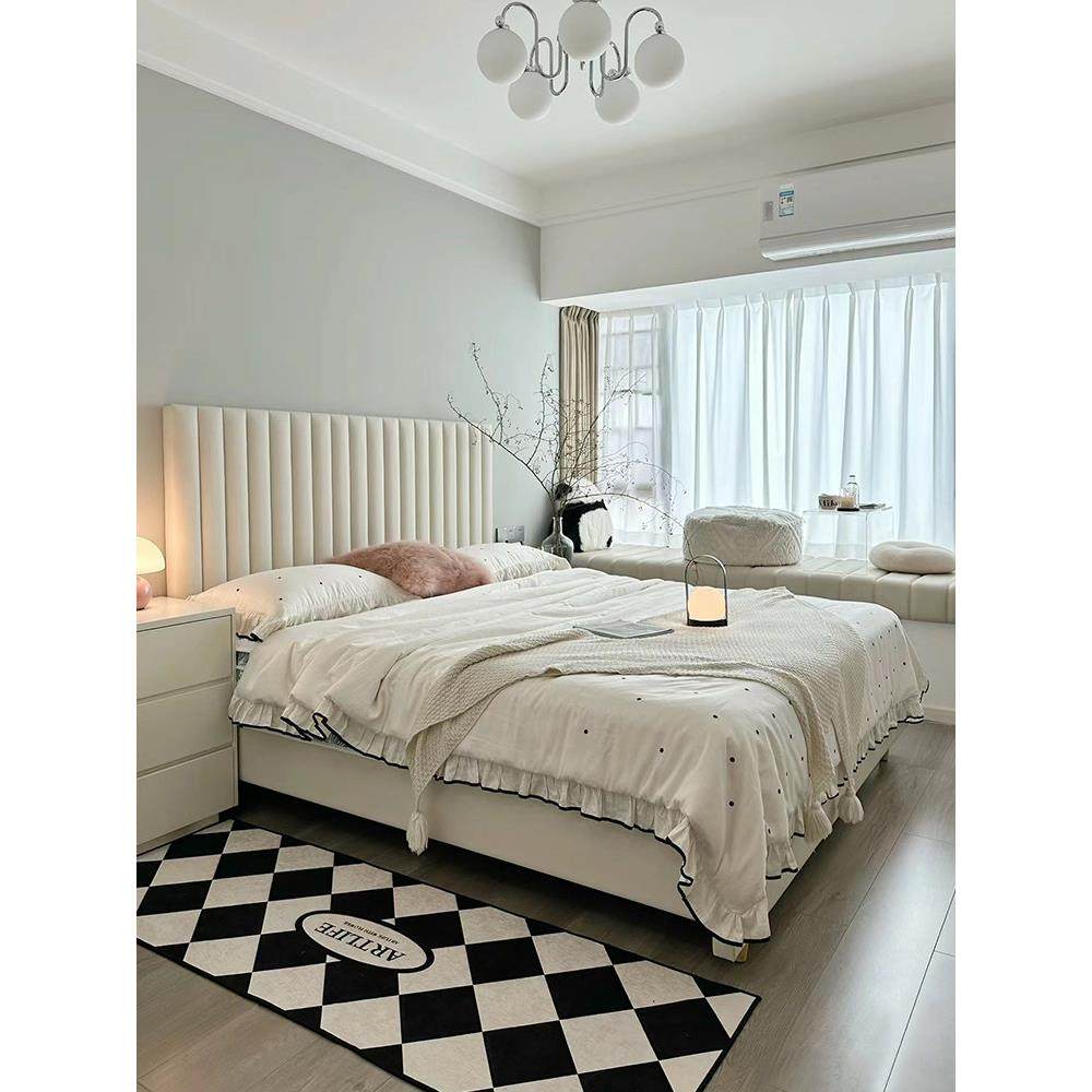 朴笙记风琴真皮床现代简约北欧意式极简落地主卧婚床钢琴齐边大床