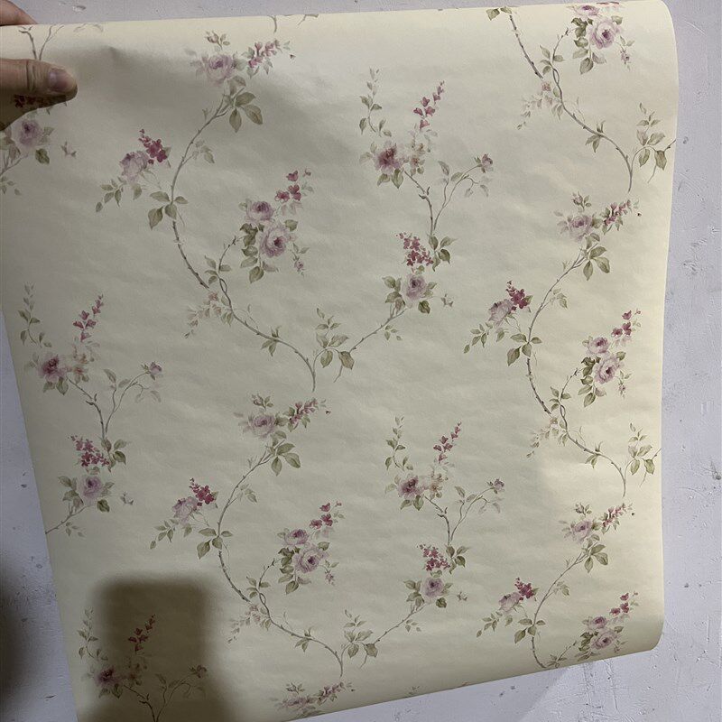 热销美式壁纸复古壁纸田园壁纸小碎花壁纸卧室客厅书房女孩房纯纸