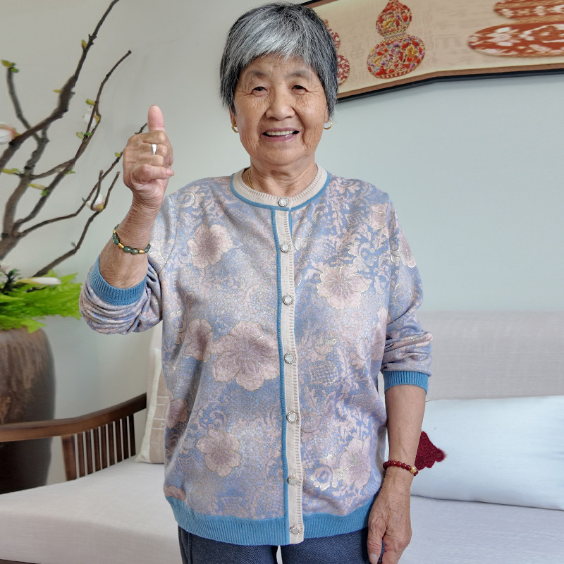 中老年妈妈装厚款透气针织衫