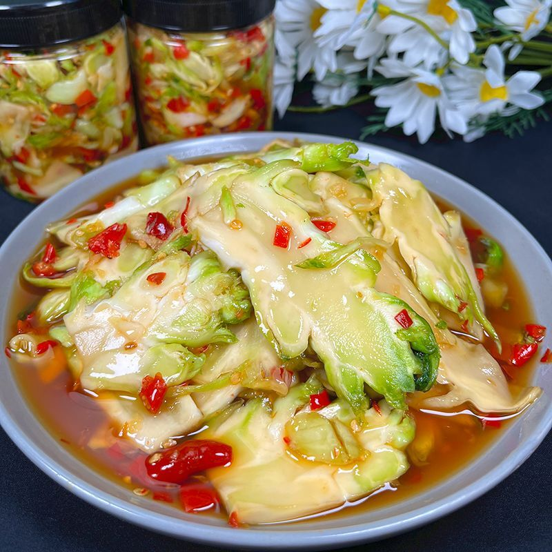 新鲜腌制脆嫩儿菜下饭菜开胃菜农家手工腌青菜娃娃菜咸香辣剁椒酱