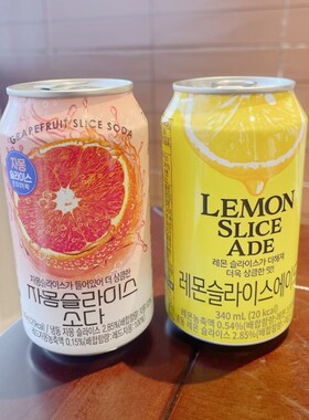 一片柠檬韩国柠檬苏打饮料果汁x饮料低卡碳酸饮料柠檬片饮料340ml