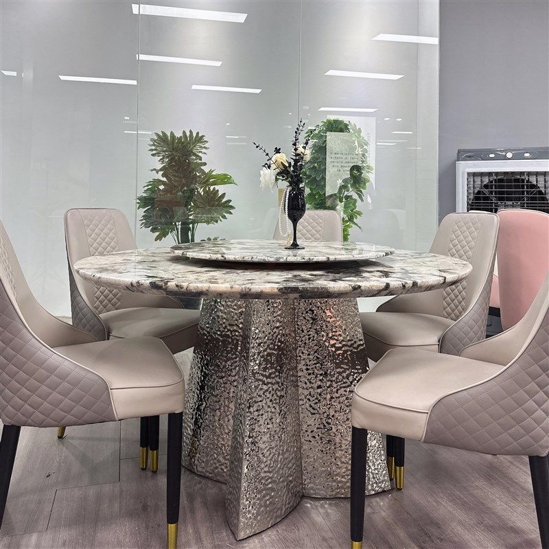 纯进口雪山飞狐j奢石餐桌纯天然大理石别墅圆形意式圆餐椅组合,住宅家具,大理石餐桌,淘宝优惠券,粉丝福利购,淘宝优惠卷