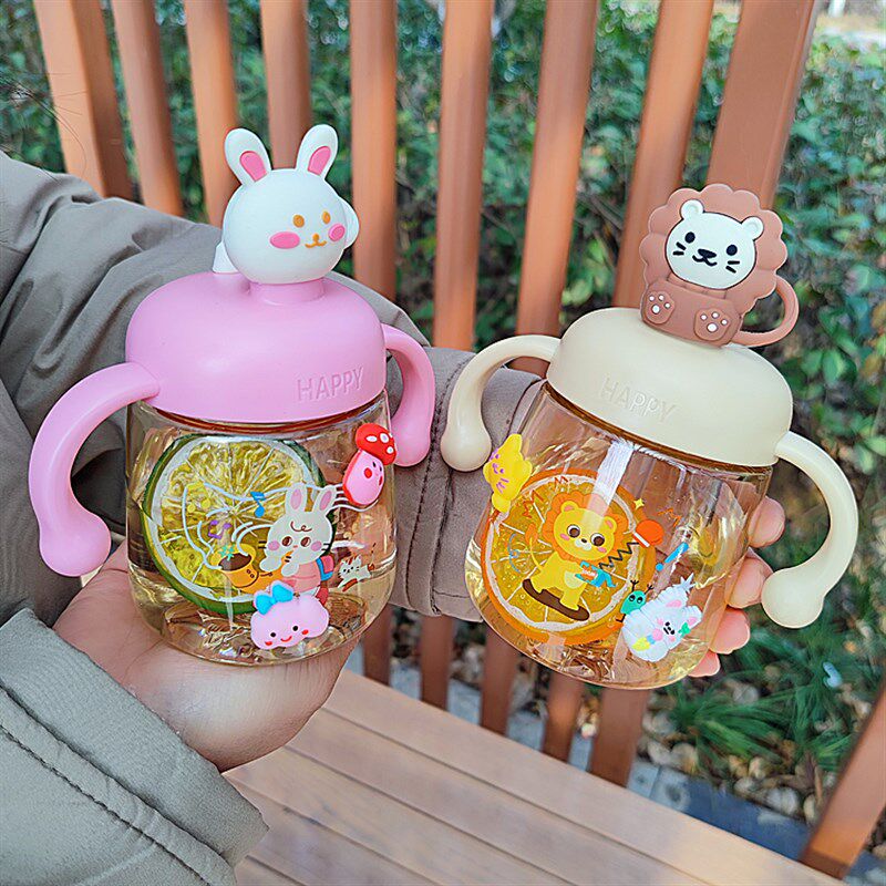 热销儿童吸管水杯刻度杯子宝宝学饮杯1-3岁婴儿家用幼儿园把手喝