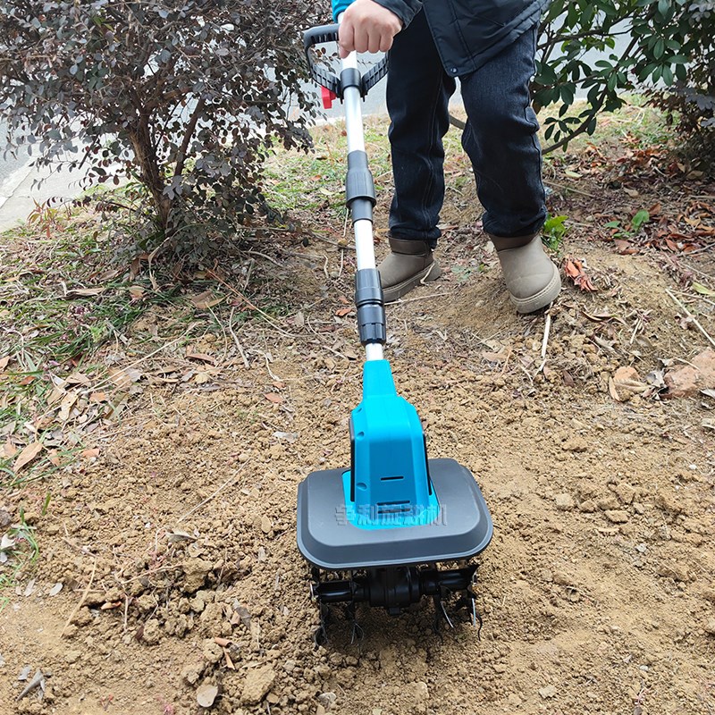 热销电动翻地松土微耕机小型家用锂电阳台花园种菜养花工具菜地耕