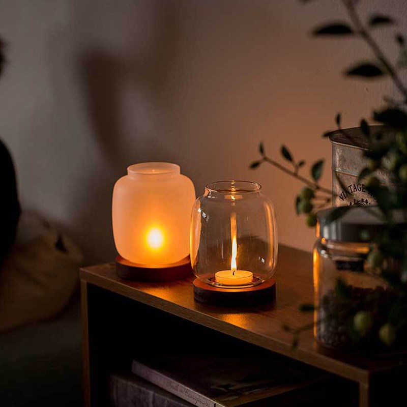 热销玻璃烛台摆件高端简约防风罩中式复古禅意小蜡烛台座香薰家用