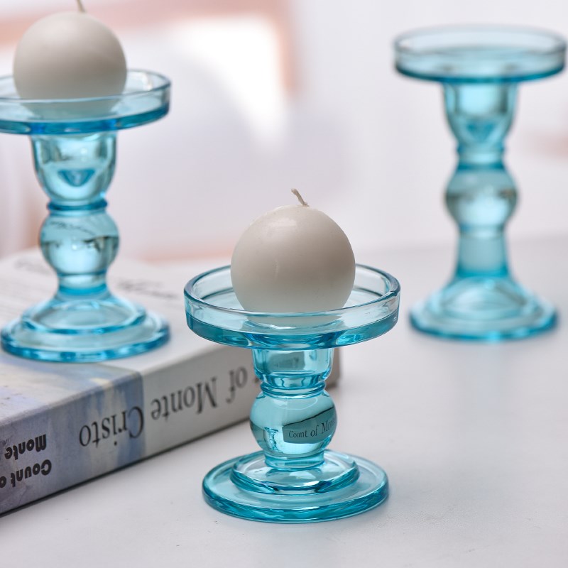 热销欧式复古罗马柱玻璃烛台摆件轻奢风浪漫香薰蜡烛台座家用拍照