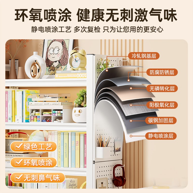 热销移动书架落地置物架一体靠墙储物架层架小型家用窄边夹缝收纳