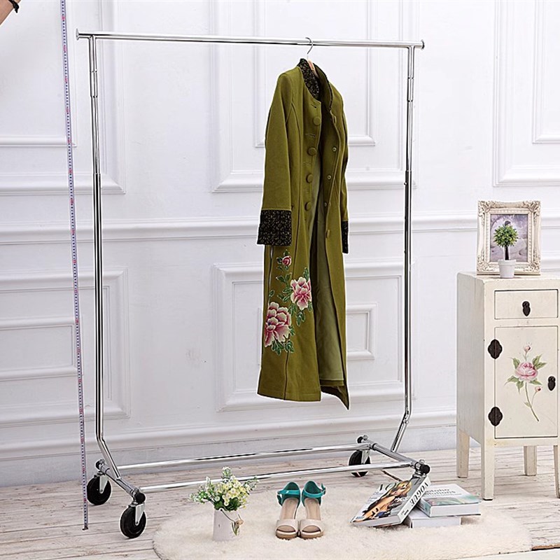 热销服装店伸缩折叠龙门架带轮子单杠挂衣架货架展销会促销展示架