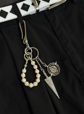 SFSN原创设计白裂石链腰间配饰高级感金属钥匙扣汽车挂饰包包挂件