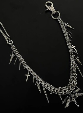 SFSN原创新款欧美锁子甲铆钉多元素裤链亚文化y2k街头潮流裤腰链