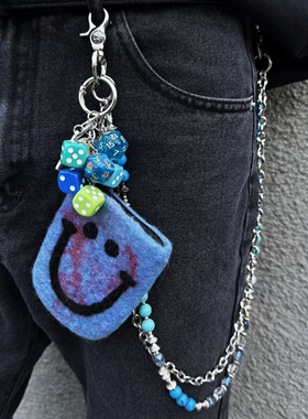 SFSN原创蓝色骰子串裤链腰链美式复古小众cleanfit嘻哈腰间挂饰