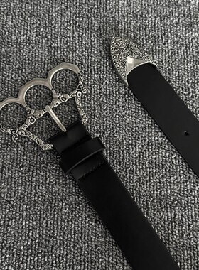 SFSN雕花指虎中古腰带小众vibe风质感单品金属头小众设计感皮带