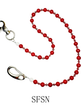 SFSN原创红裂石复古质感腰间挂件小众层次感穿搭配饰裤链包包挂饰