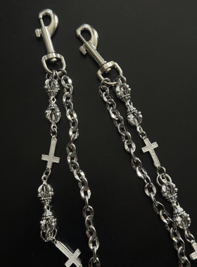 SFSN原创设计镶钻十字架拼接裤链金属高级质感挂链cleanfit腰链