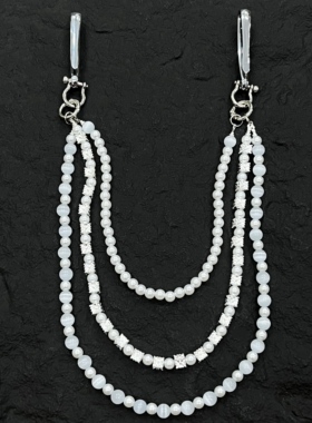 SFSN原创小众设计三层珍珠腰链水钻串珠银色挂饰cleanfit个性裤链