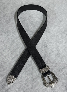 SFSN原创cleanfit小众西部金属雕花腰带牛仔裤黑色断剑皮带男女