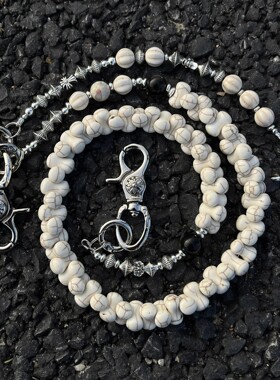 白松石骨头裤链原创手作拼接美式小众包包挂件穿搭配饰CH扣头腰链