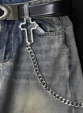 SFSN原创设计高级感镂空十字架古巴裤链欧美街头cleanfit裤腰链