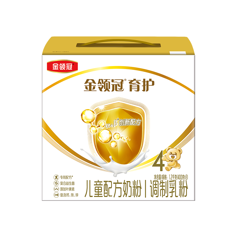 【百亿】金领冠伊利4段育护盒装幼儿奶粉四段400g  4段1200g*4盒
