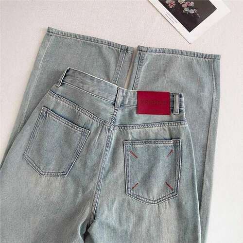 冰川蓝垂感宽松直筒牛仔