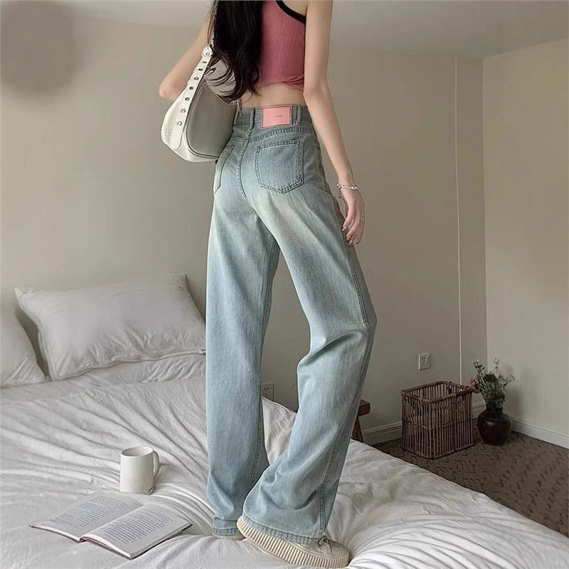 浅色高腰牛仔裤女春秋新