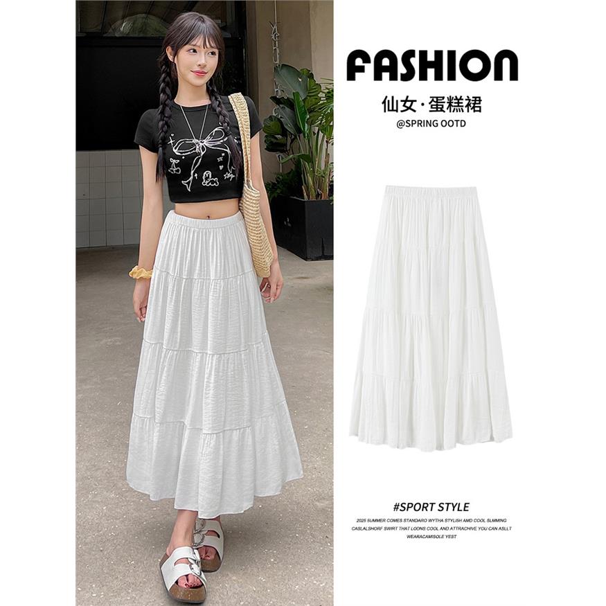 白色蛋糕裙女夏季新款松