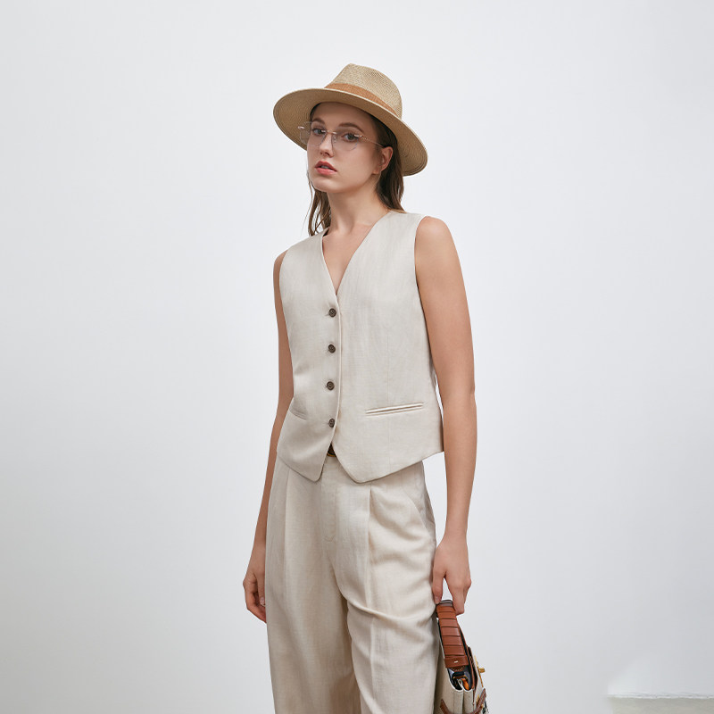 MISS BUCCI 春夏简约老钱风西装马甲女款马甲背心女外搭无袖坎肩