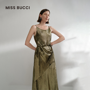 MISS 全身裙 BUCCI25春夏新款 高级感鎏光垂感收腰显瘦吊带裙时尚