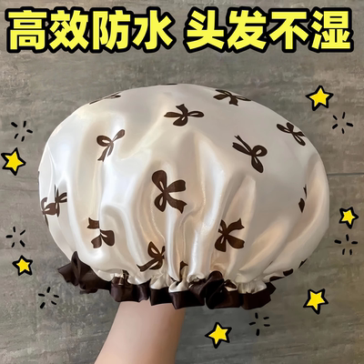 双层浴帽女防水洗澡家用厨房防油烟头套女童干发膜专用沐浴帽新款