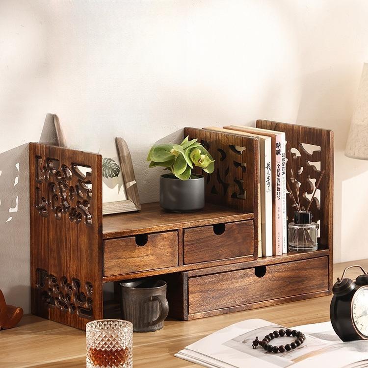 复古实木架子中式桌面置架储书桌桌上架飘DTC窗物物柜书简易小书