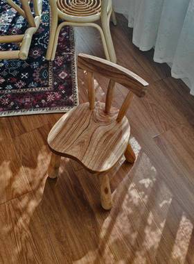 香樟实木儿童习椅子家用靠学背座椅写QIO书椅餐桌椅小木凳字板凳