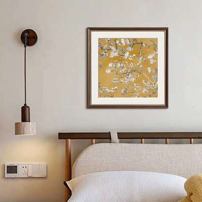 中古风CUH喜上眉梢客装饰画餐厅中式禅意复古鸟油画花卧厅室床挂