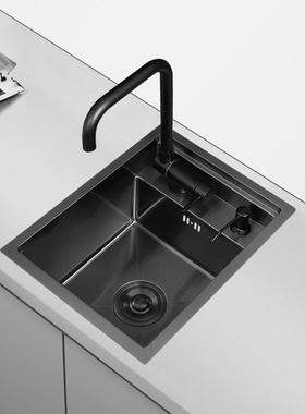 黑色隐藏式3不小04锈钢水槽单槽你纳米异形吧岛台号洗CSN手池迷盖